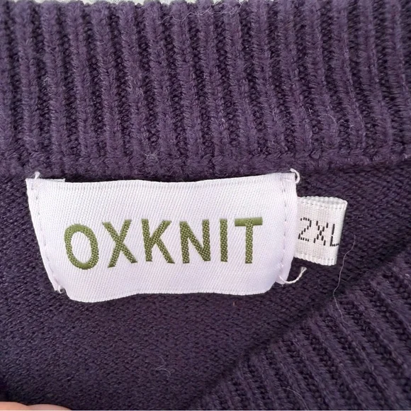 OXKNIT Women's 1960s Retro Colorblock Stripes Crewneck Casual Knit Sweater - Picture 3 of 5